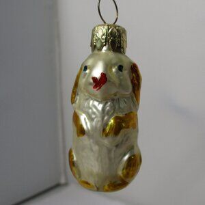 Small White Bunny Easter Rabbit Glass Christmas Holiday Tree Ornament